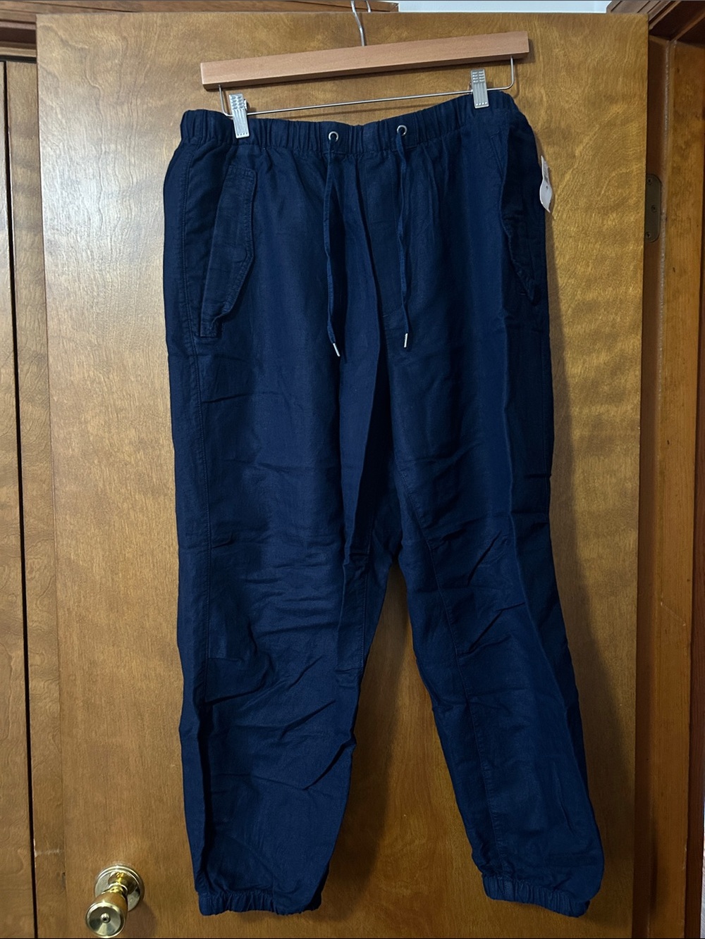GAP High Rise Linen-Cotton Utility Joggers